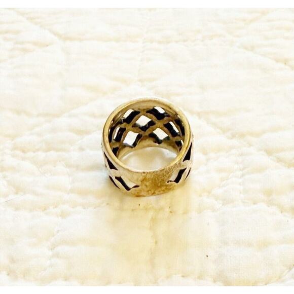 Premier Designs Ring Size 5 Antiqued Matte Silver Tone Crystal Accents Boho - Picture 5 of 10